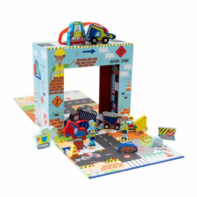 A Floss & Rock Construction Playbox set with a car and a truck.