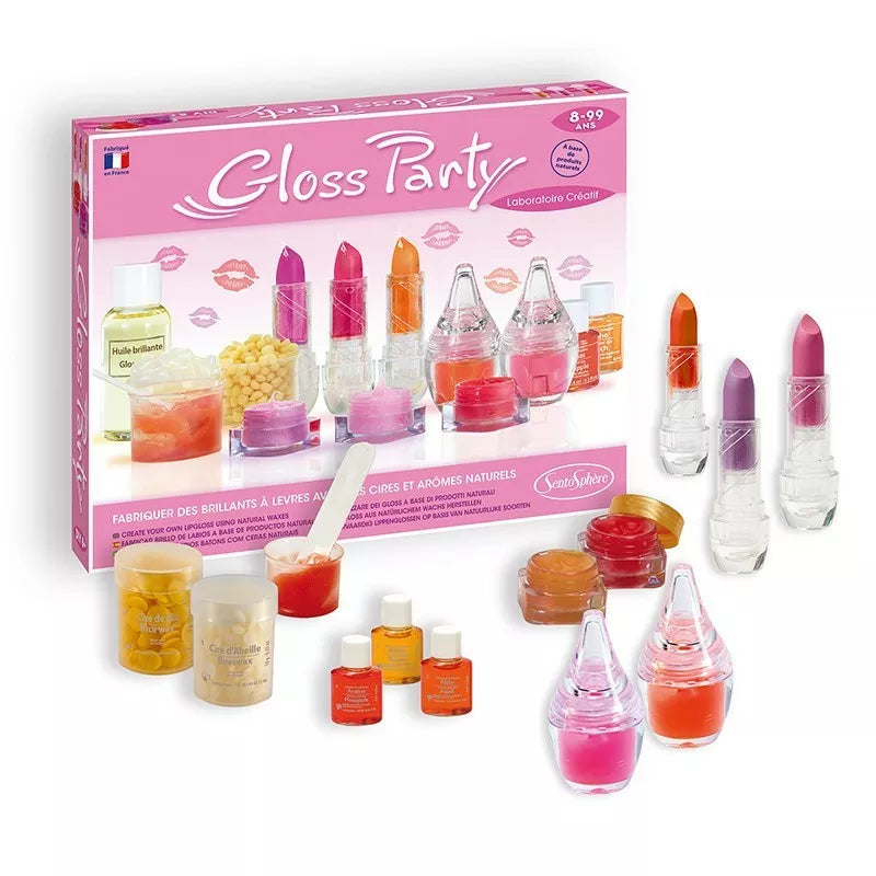 Sentosphere Gloss Party - set of lipsticks, lip glosses, and natural origin lip balms.