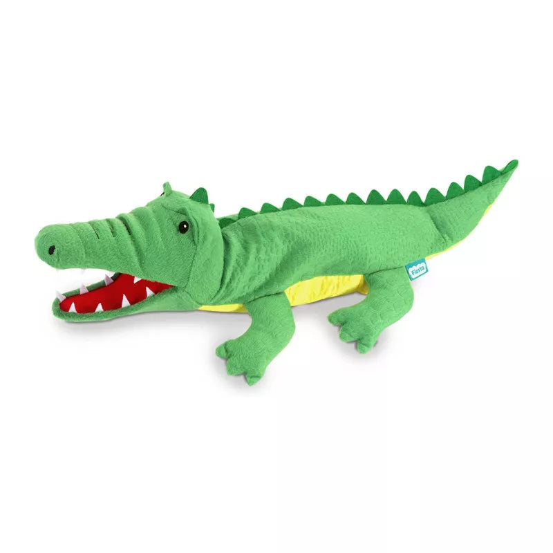 a Fiesta Crafts Hand Puppet Crocodile with its mouth open.