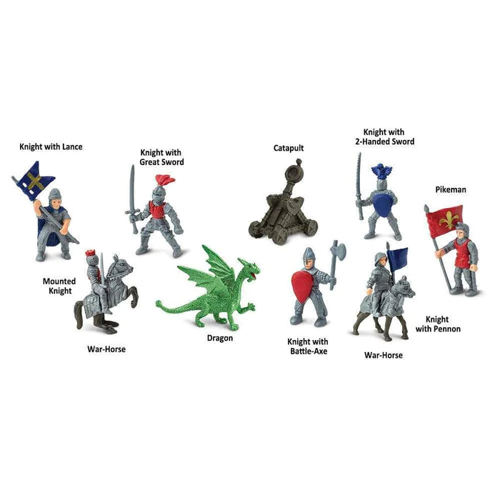 A set of TOOBS® Figurines Knights & Dragons with different types of armor.