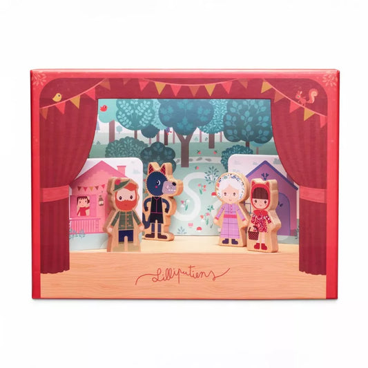 a Lilliputiens Red Riding Hood Magnetic Theatre with wooden figures.