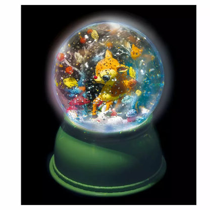 A Djeco Snow Ball Nightlight Fawn filled with lots of different colored animals.