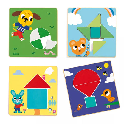 A group of Djeco Tangramini animal puzzles.