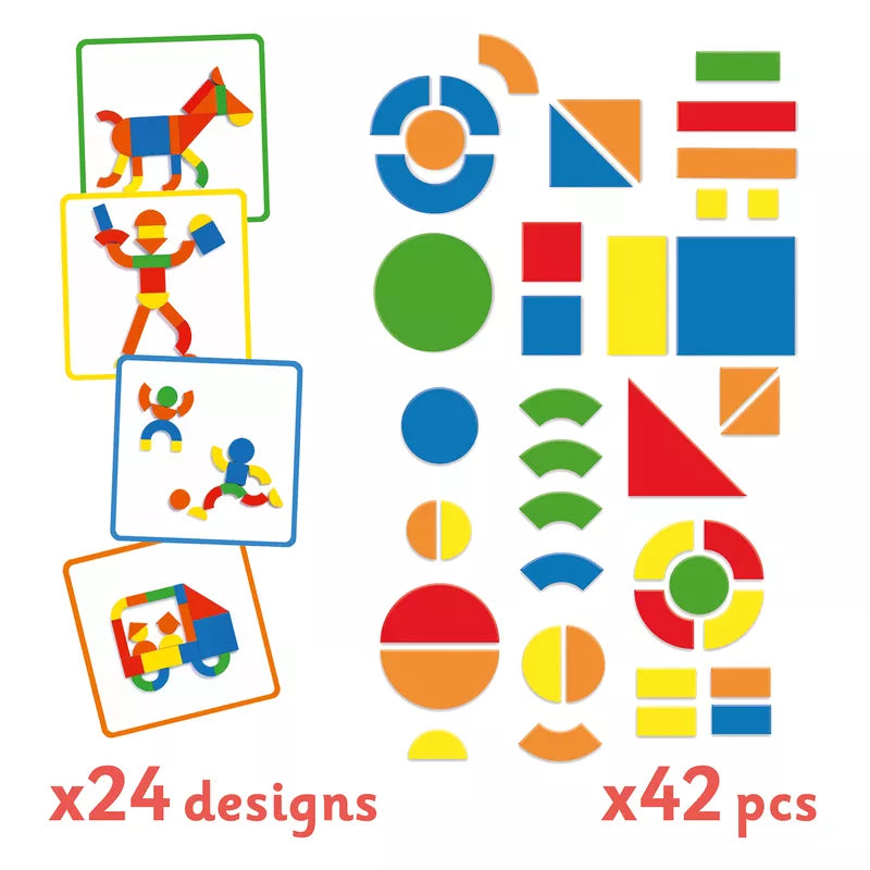 A group of different shapes and sizes of Djeco Boxed Set Geoform stickers.