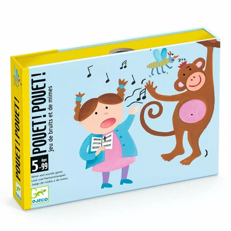 A Djeco children's book with a picture of a monkey and a girl.