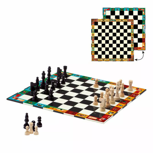 A Djeco Game Chess and Draughts set on a white background.