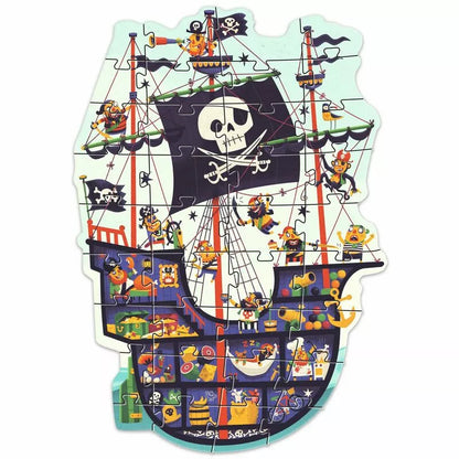 A picture of Djeco's Giant Puzzle The Pirate Ship on a white background.