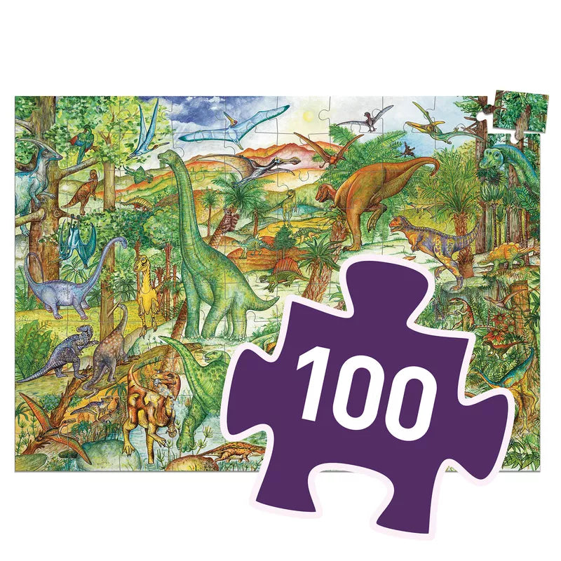 A Djeco Observation Puzzle Dinosaurs piece.