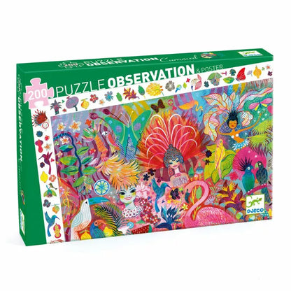 A Djeco puzzle Rio Carnaval with a colorful painting on it.