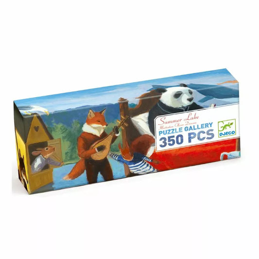 A Djeco Puzzle Summer Lake cardboard box with a picture of a bear and other animals.