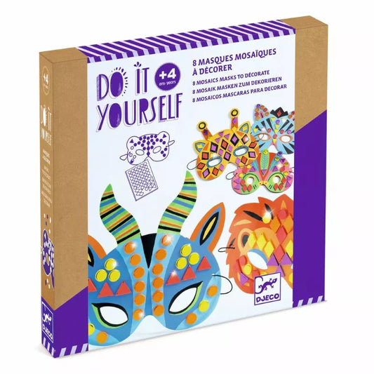A box with a picture of Djeco Masks DIY Jungle animals on it.