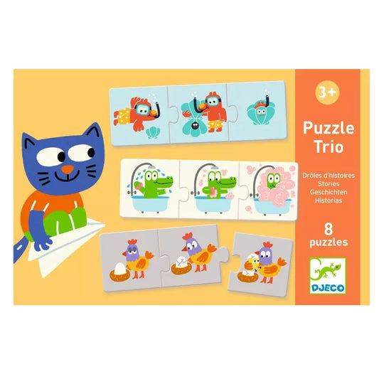 A picture of a Djeco Educational Puzzle Stories with a cat on it.