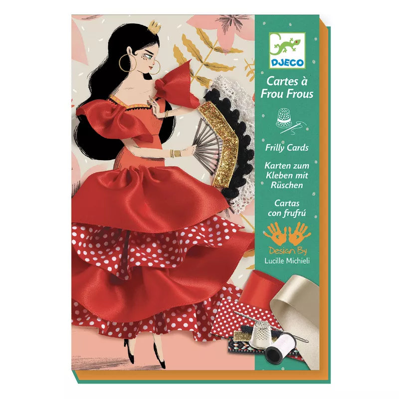 A picture of a woman in a red dress from Djeco Craft Cards Flamenco by Djeco.