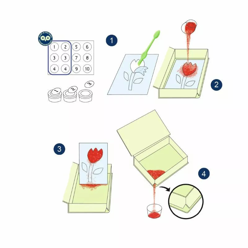 Instructions to make a paper flower in a box using Djeco Felt Tip Brush Garden Lights by Djeco.