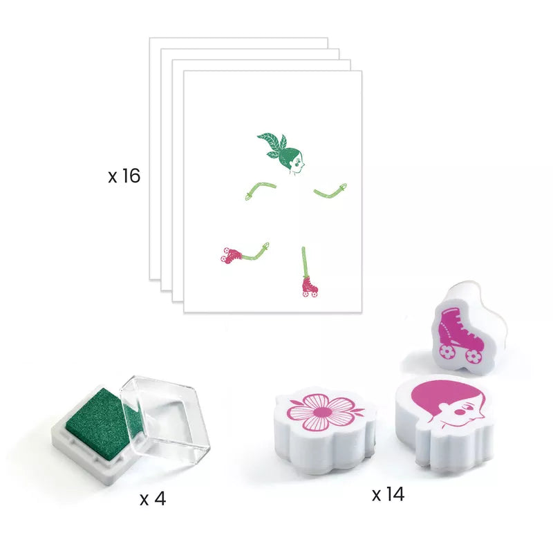A set of Djeco Stamps Flower girls.