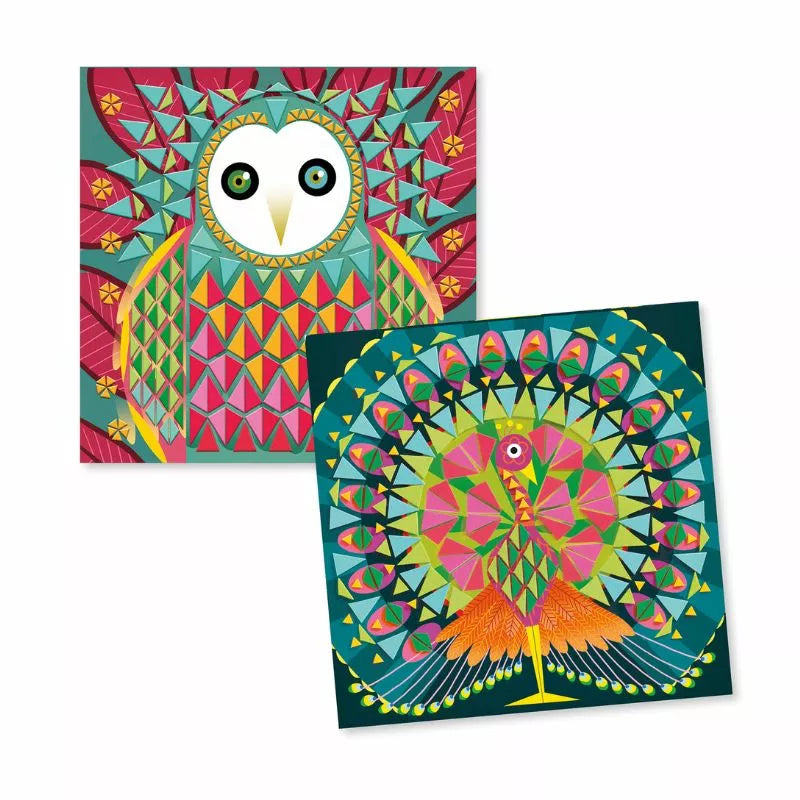 Two Djeco Mosaics Coco of an owl on a white background.