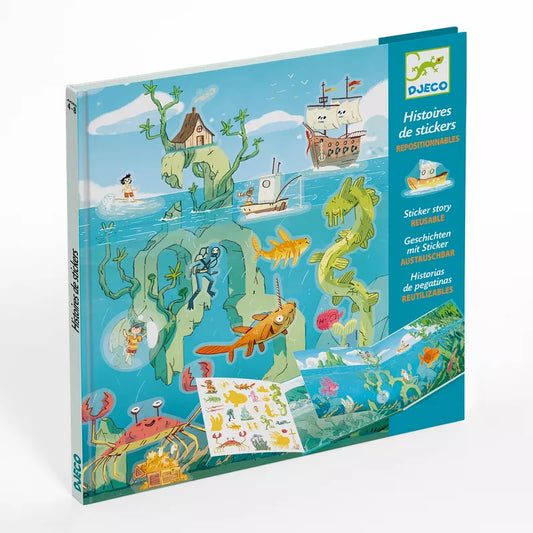 A Djeco children's book with a picture of a sea life scene.