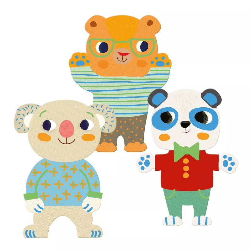 A couple of animals that are standing next to each other with Djeco Colouring The cuties by Djeco.