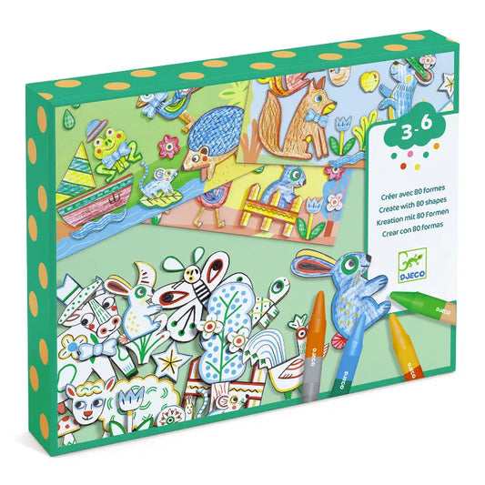 A box of Djeco A world to create, animals art and crafts for children.