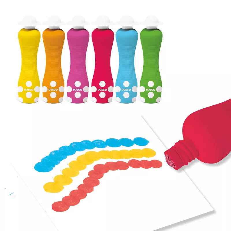 A set of Djeco foam markers for little ones and a bottle of paint.