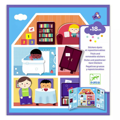 A picture of a child's room with Djeco Create with Stickers House toys from Djeco.
