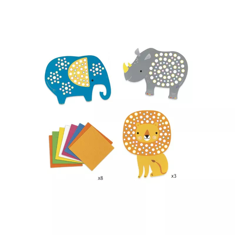 A set of Djeco Mosaics Soft Jungle elephant cut outs.
