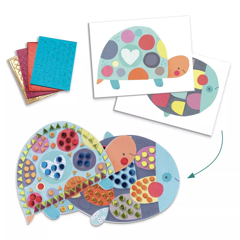 A group of Djeco Multi Activity Animal houses cards with different designs on them.