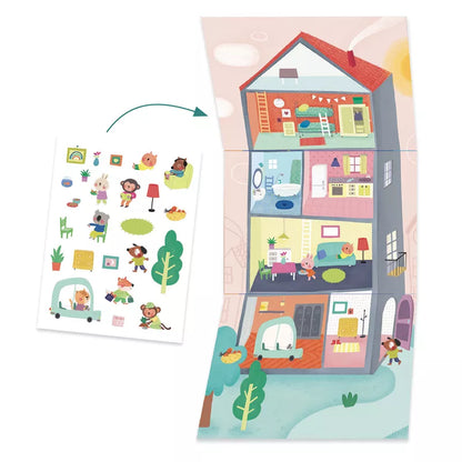 A picture of Djeco Multi Activity Animal houses with a sticker on it.