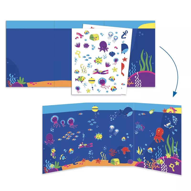 A Djeco Seaside Delights Creative Pack folder with a picture of an ocean scene.