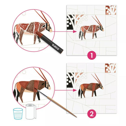 A diagram of how to make an Origami horse using Djeco Inspired By Desert by Djeco.