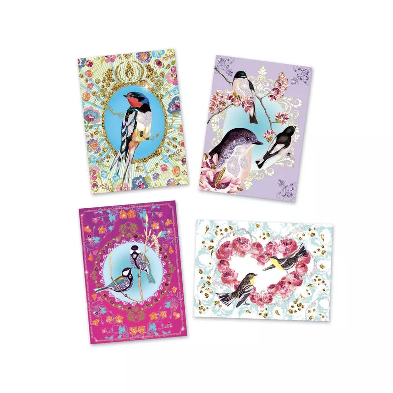 A group of four Djeco Birds Glitter Boards.