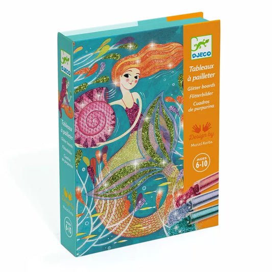 A picture of a Djeco Mermaids Lights Glitter Board.