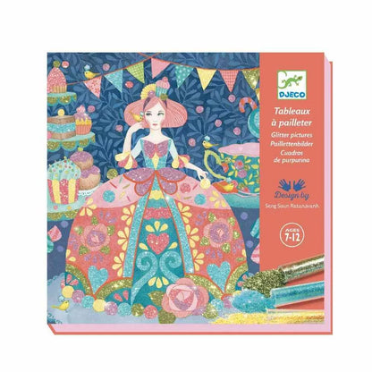 A picture of a princess in a dress made with Djeco Glitter Boards Daydream by Djeco.