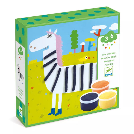 A Djeco box with a picture of a horse on it containing Djeco Light Clay Modeling Dough Drawings.