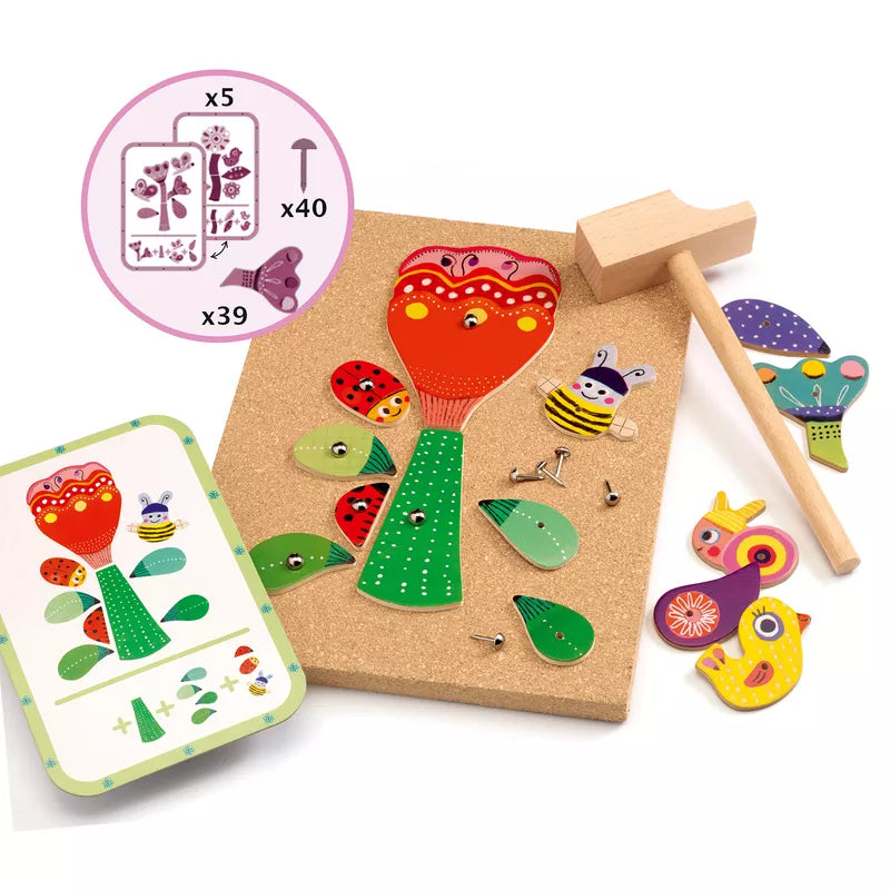 A picture of a picture of a Djeco Tap Tap Garden wooden toy.